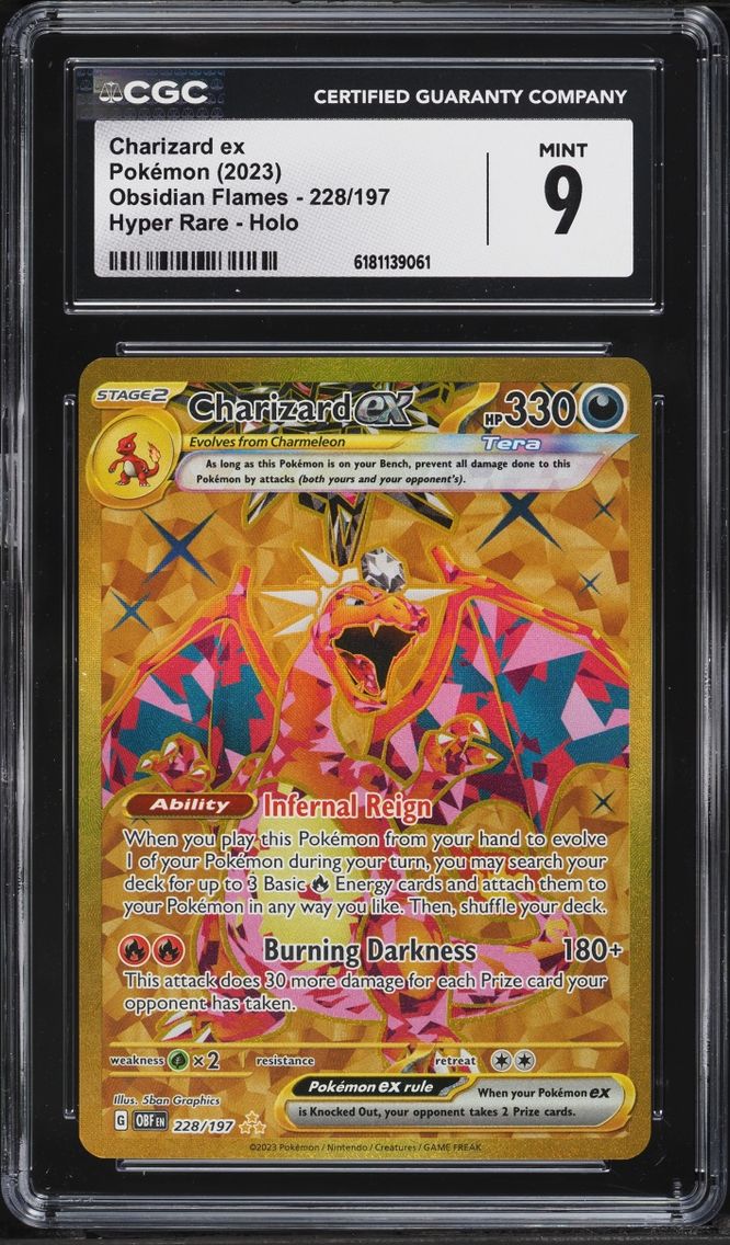 2023 Pokemon Scarlet & Violet Obsidian Flames Gold Rare Charizard EX #228 CGC 9 MINT