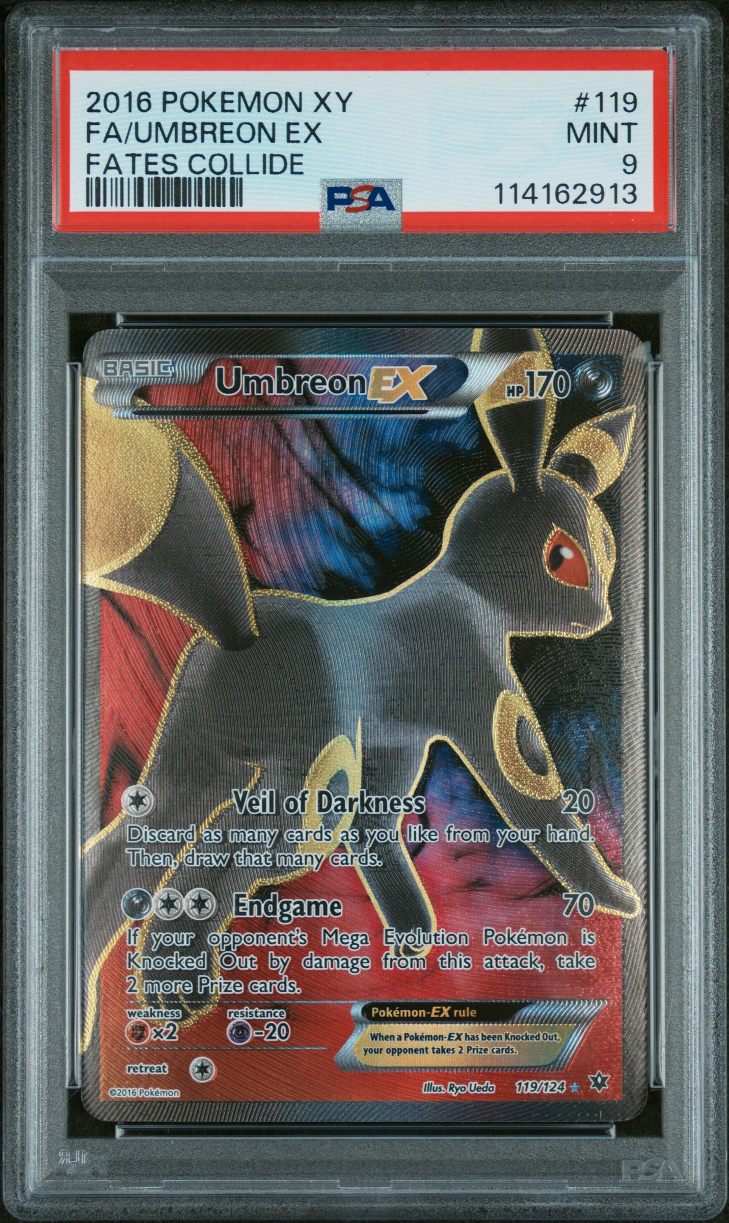 2016 #119 Full Art/Umbreon Ex PSA 9 Xy Fates Collide