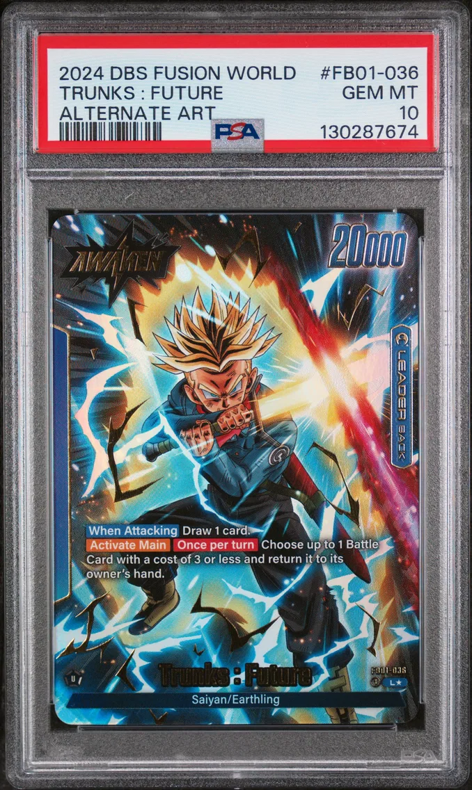 2024 #FB01-036 Trunks : Future PSA 10 Dragon Ball Super Card Game Fusion World Awakened Pulse