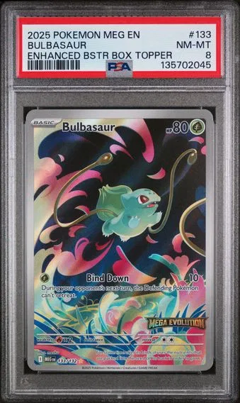 2025 #133 Bulbasaur PSA 8 Meg EN-Mega Evolution
