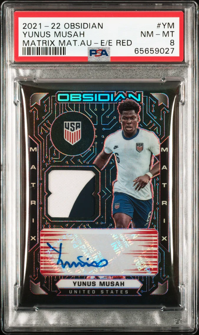 2021 #MM-YM Yunus Musah PSA 8 Panini Obsidian Matrix Material Autographs