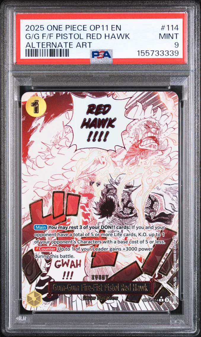 2025 #114 Gum-Gum Fire-Fist Pistol Red Hawk PSA 9 One Piece OP11-A Fist of Divine Speed