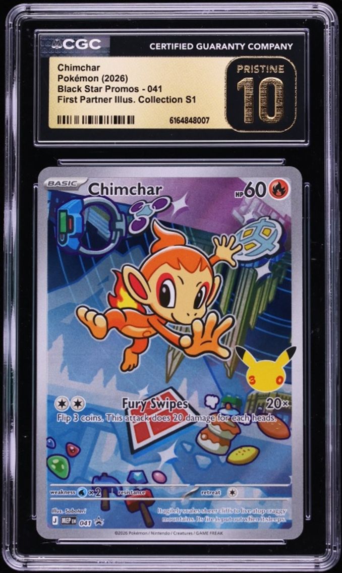 2026 Pokemon Mega Promo First Partner Illustration Full Art Chimchar #41 CGC 10 PRISTINE