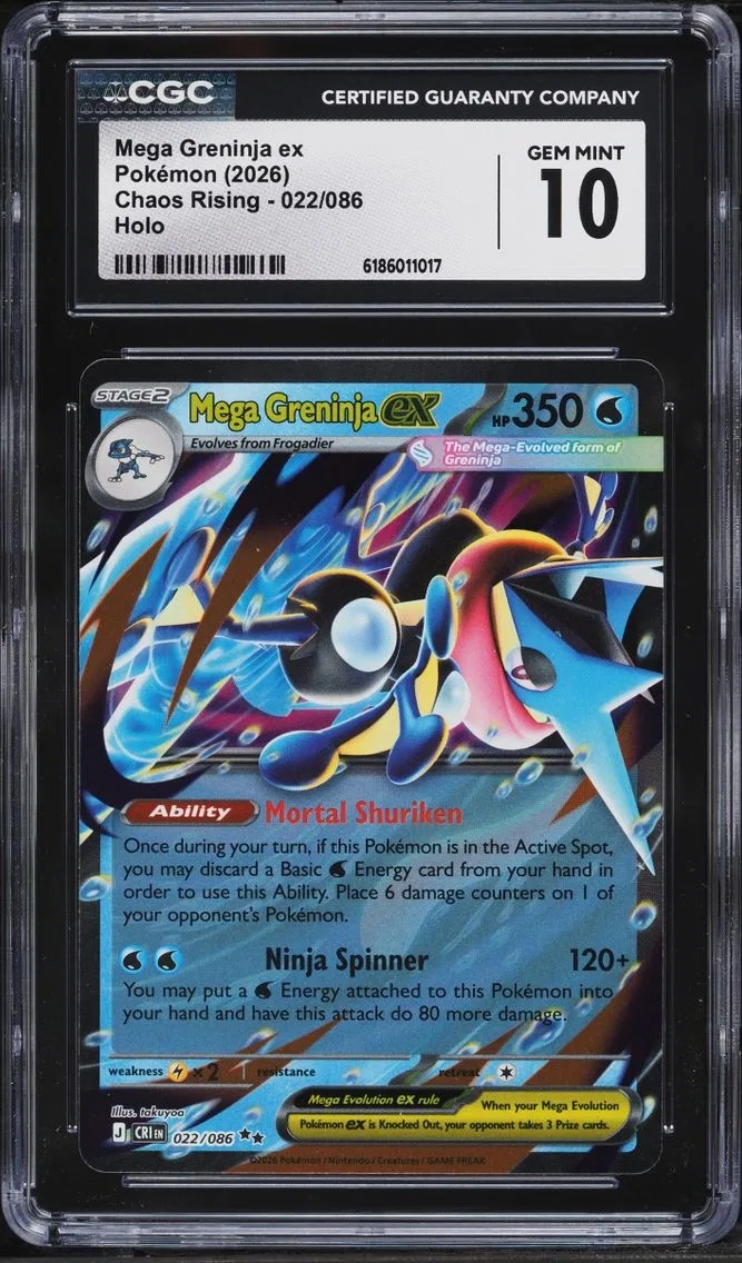 2026 #22 Mega Greninja ex CGC 10 Pokemon Mega Evolution Chaos Rising Holo