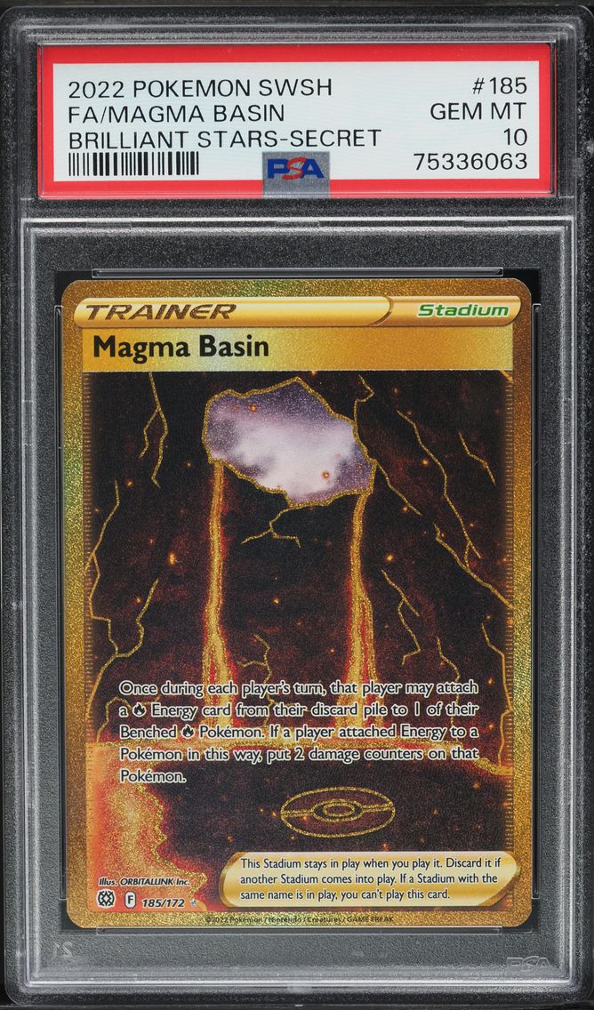 2022 #185 SWORD & SHIELD BRILLIANT STARS SECRET MAGMA BASIN PSA 10 POKEMON