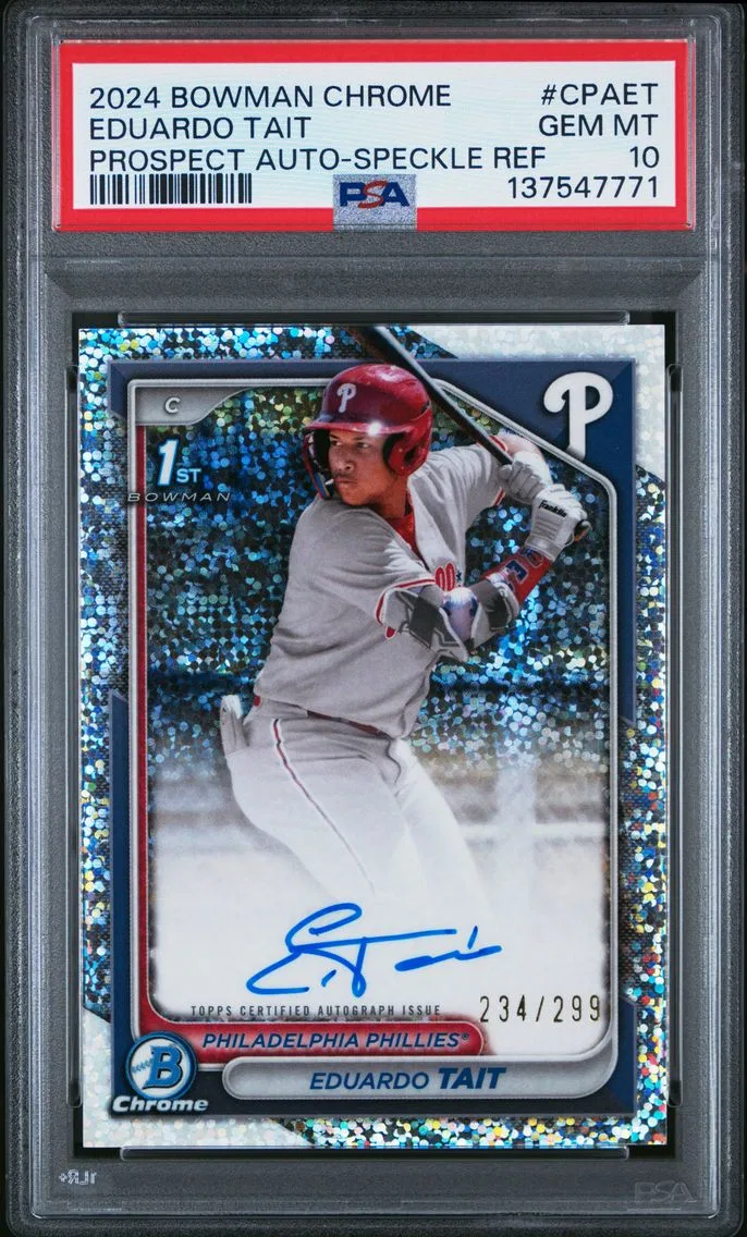 2024 #CPAET Eduardo Tait PSA 10 Speckle Refractor Bowman Chrome Prospect Autographs Baseball