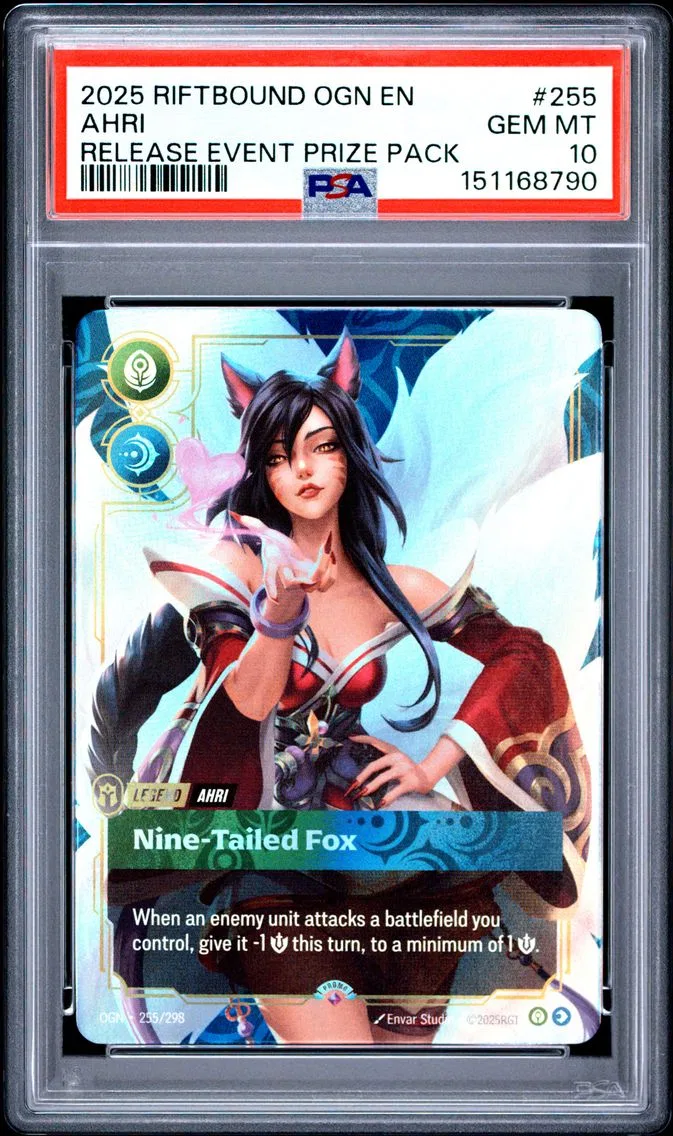 2025 #255 Ahri - Nine-Tailed Fox PSA 10 Riftbound: League of Legends Ogn-Origins