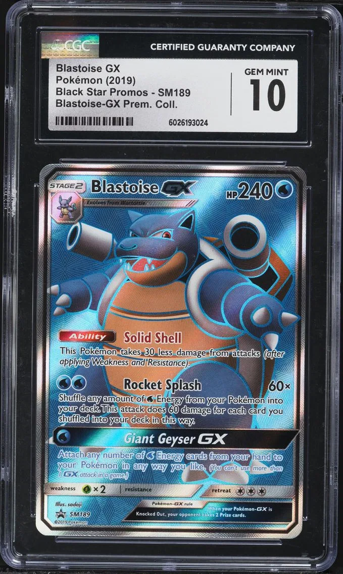 2019 #SM189 Full Art/Blastoise GX CGC 10 SM Black Star Promo Pokemon