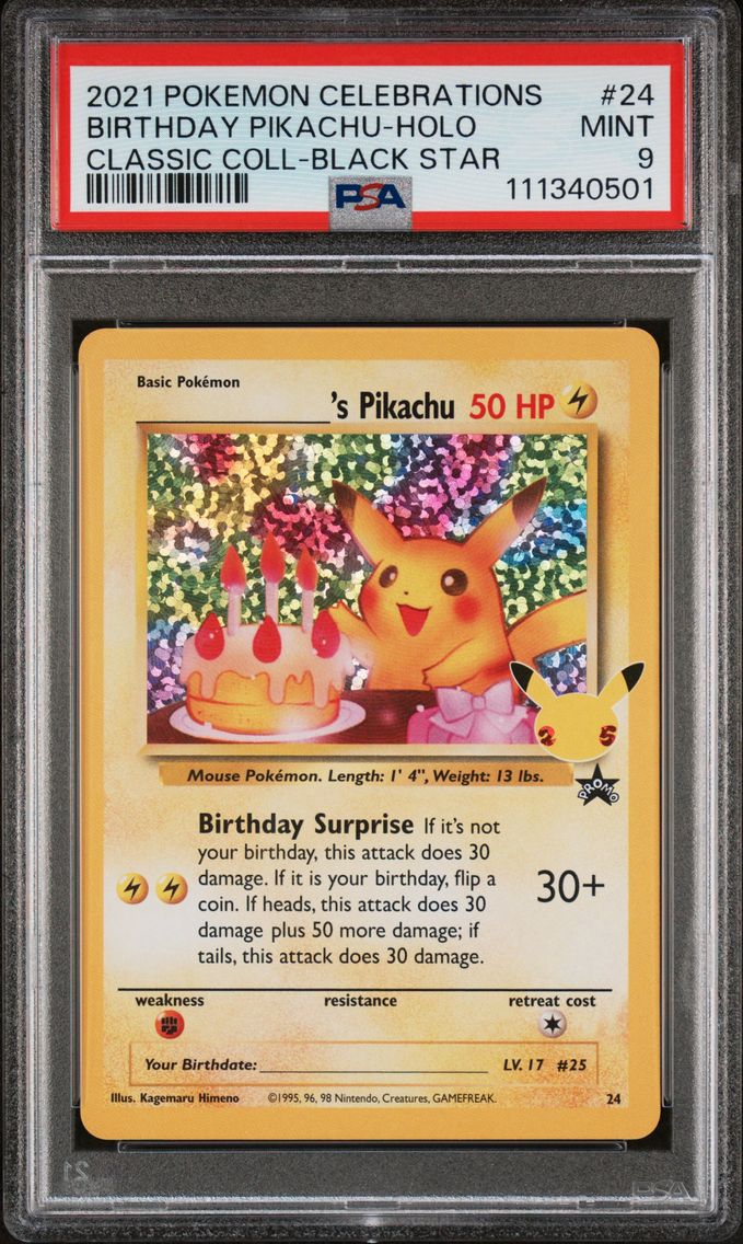 2021 #24 Birthday Pikachu-Holo PSA 9 Celebrations Classic Collection Pokemon