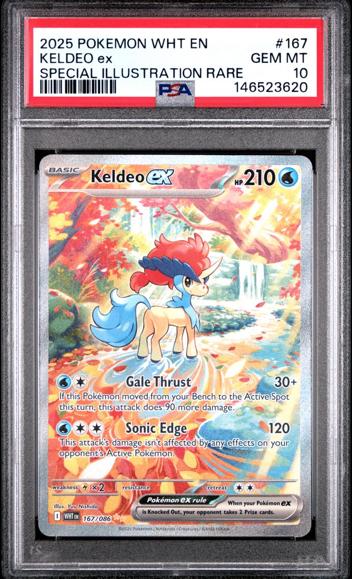 2025 #167 Keldeo EX PSA 10 Wht E