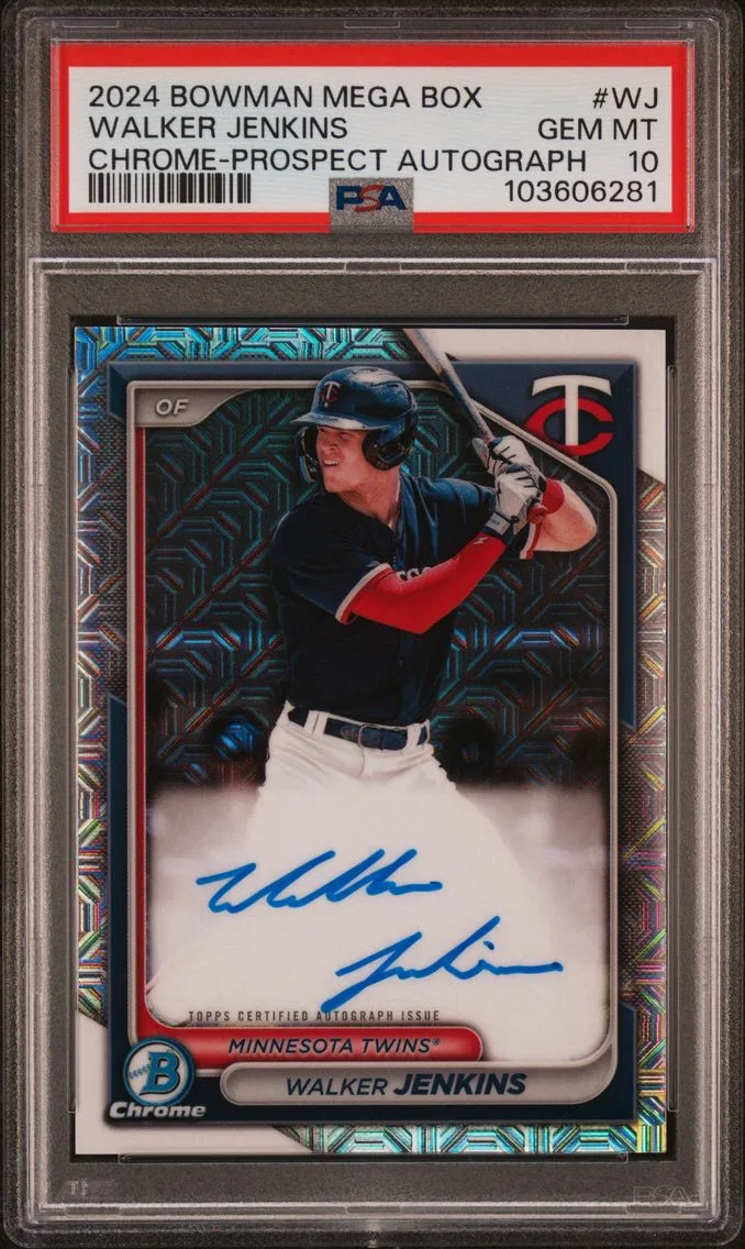 2024 #WJ Walker Jenkins PSA 10 Bowman Mega Box Chrome Bowman Prospect Mega Autographs