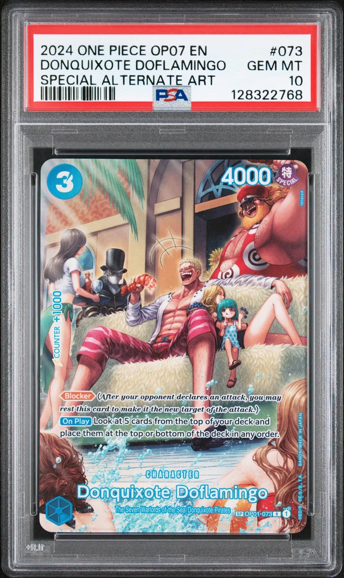 2024 #073 Donquixote Doflamingo PSA 10 One Piece OP07-500 Years in the Future