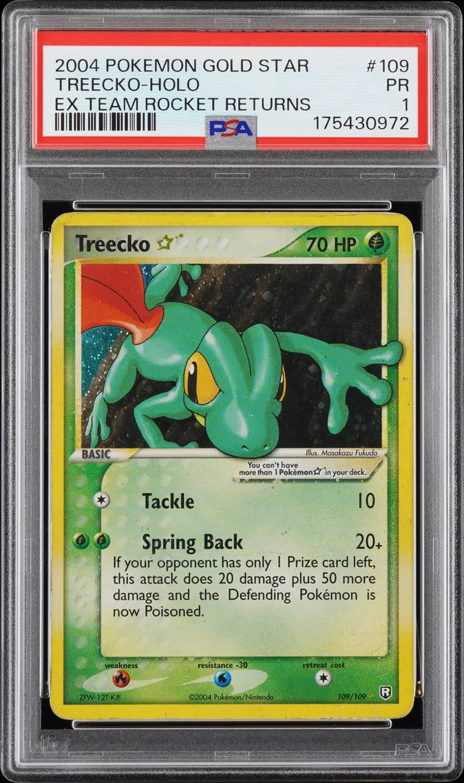 2004 #109 Treecko-Holo Gold Star PSA 1 EX Team Rocket Returns