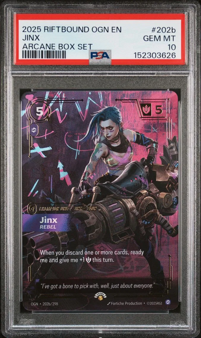 2025 #202b Jinx - Rebel PSA 10 Riftbound: League of Legends Ogn-Origins