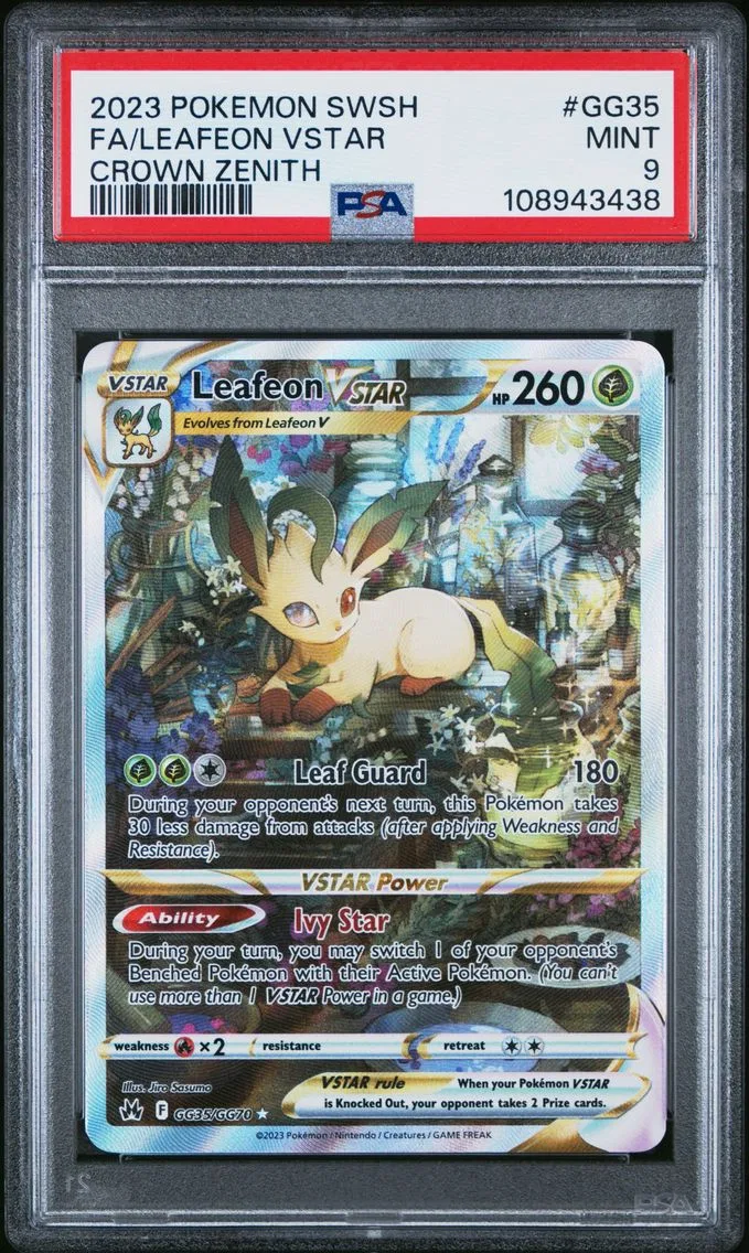 2023 #GG35 Full Art/Leafeon Vstar PSA 9 Sword and Shield Crown Zenith Pokemon