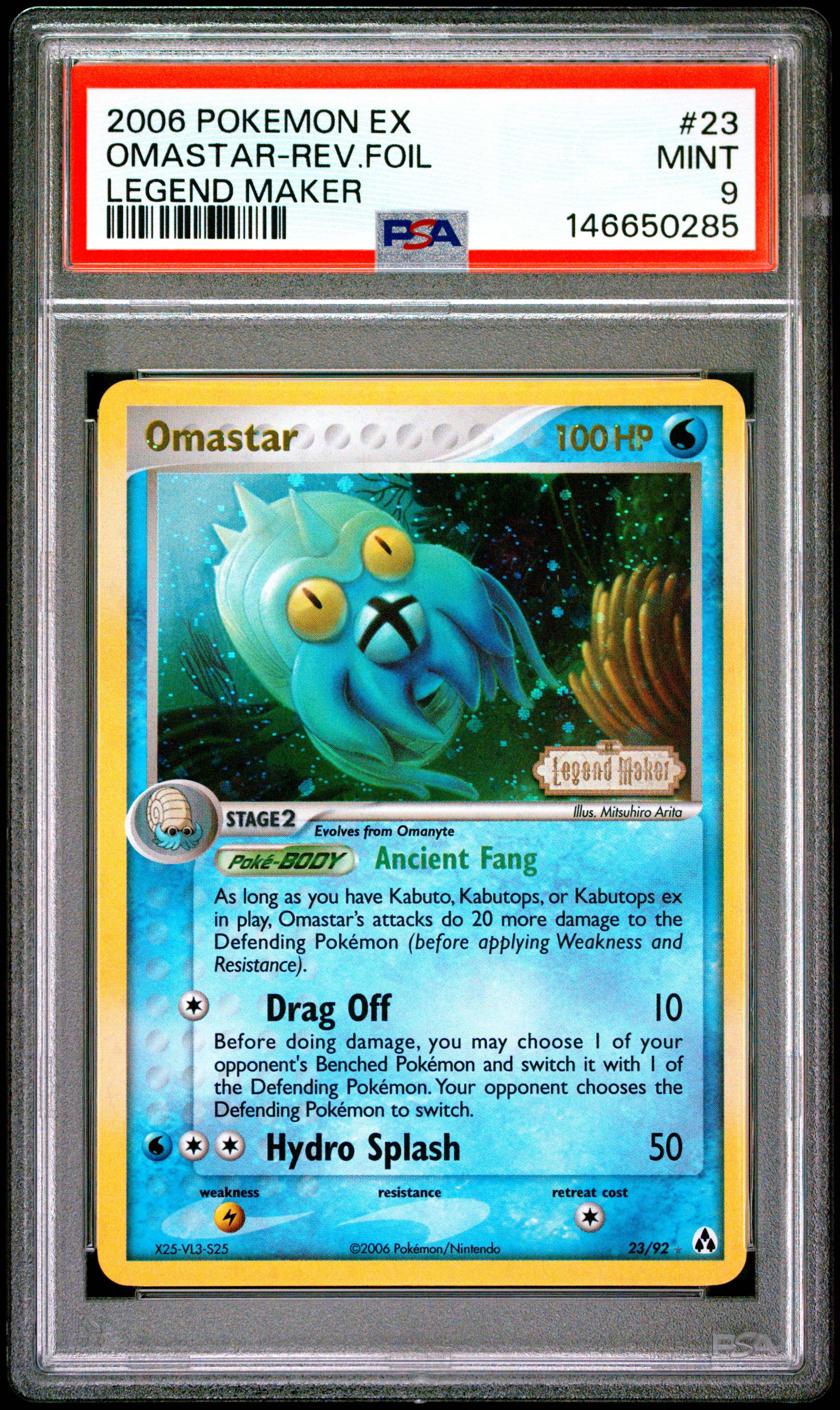 2006 #23 Omastar-Reverse Foil PSA 9 Ex Legend Maker
