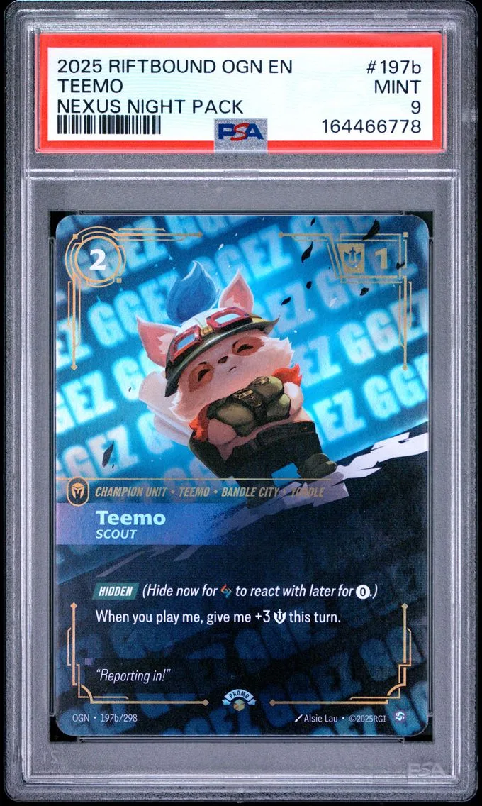 2025 #197b TEEMO PSA 9 Riftbound: League of Legends Ogn-Origins