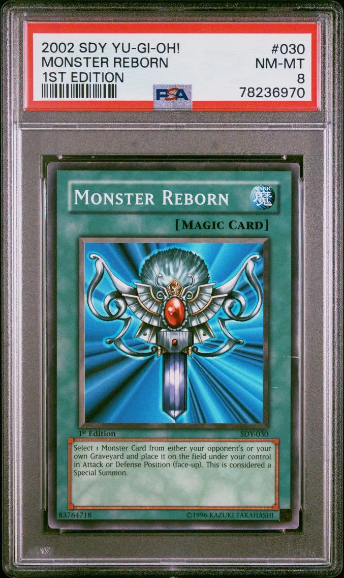 2002 #030 Monster Reborn 1st Edition PSA 8 Yu-Gi-Oh! Starter Deck: Yugi