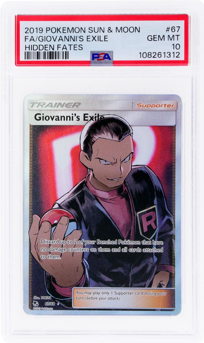 2019 #67 Full Art/Giovanni's Exile PSA Sun & Moon Hidden Fates Pokemon