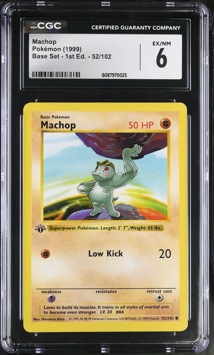 1999 #52 Machop CGC 6 Base Set - 1st Edition - English