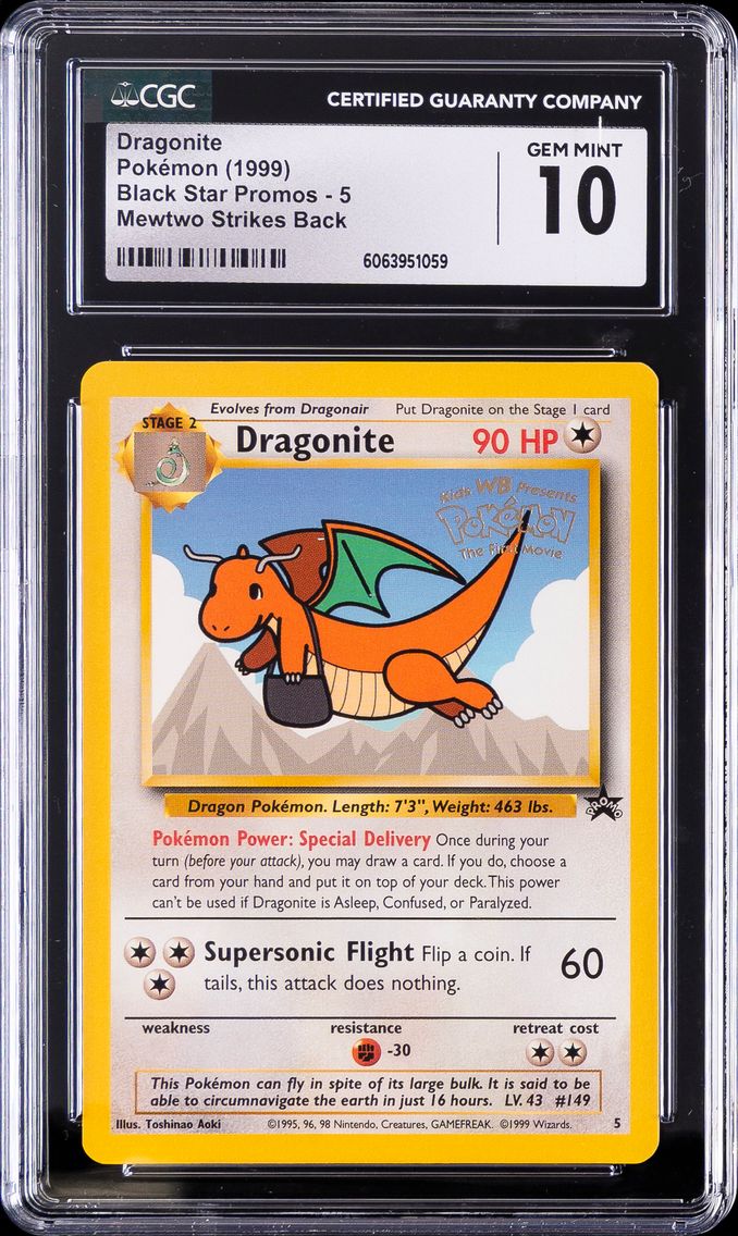 1999 #5 Dragonite CGC 10 Game Mo