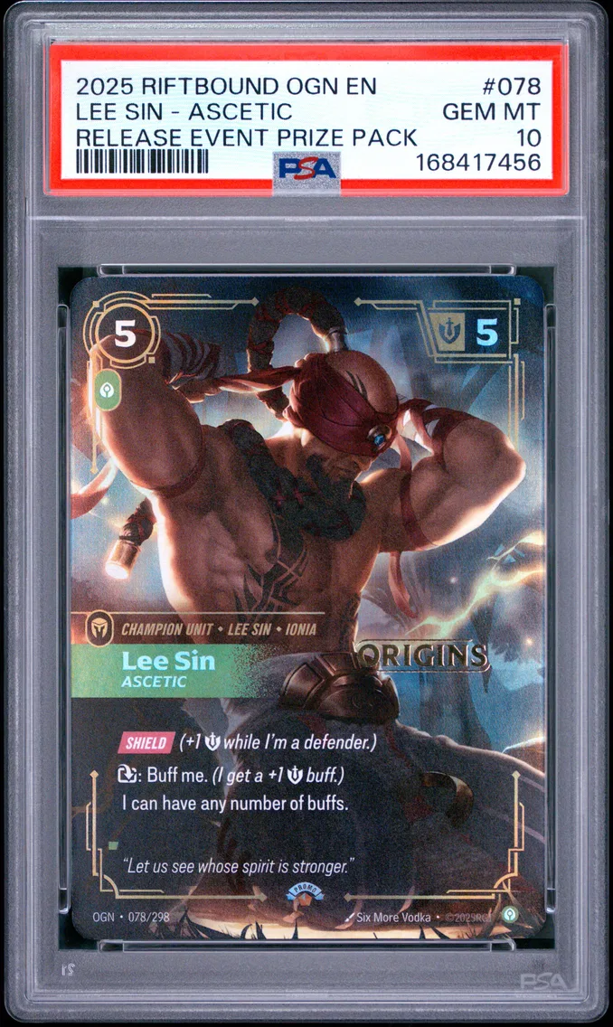 2025 #078 Lee Sin - Ascetic PSA 10 Riftbound: League of Legends Ogn-Origins