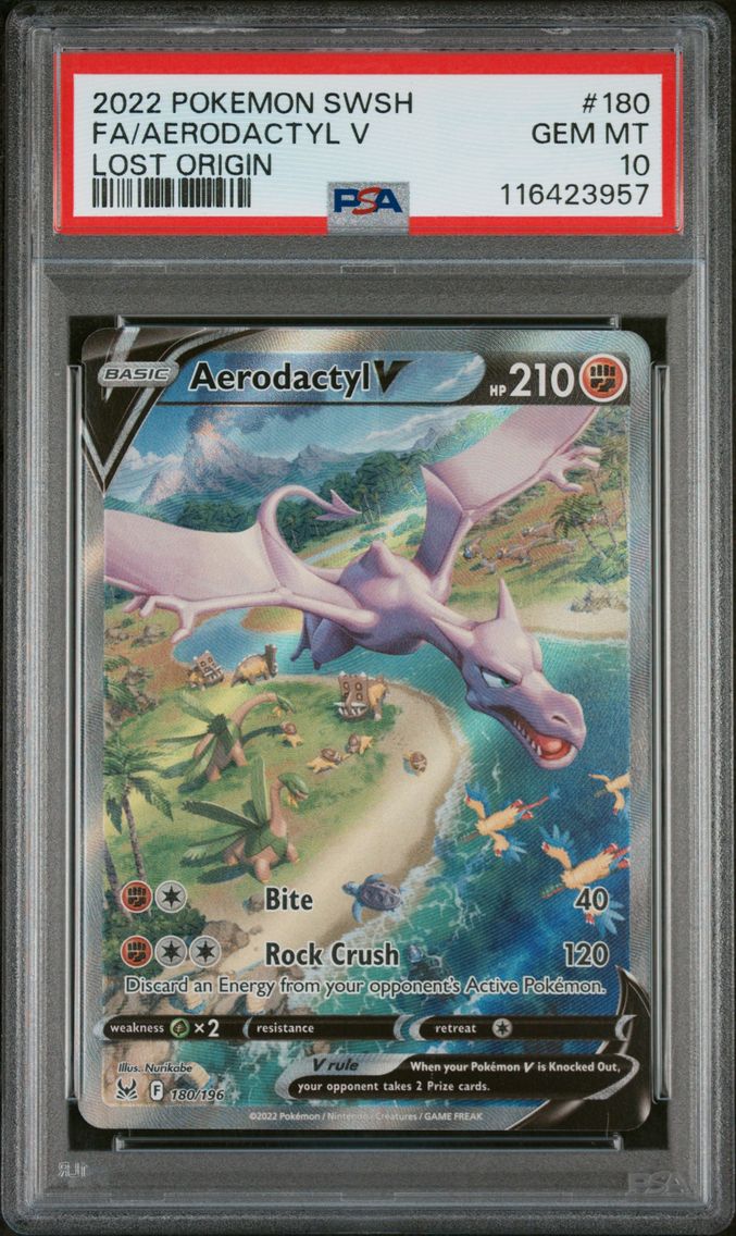 2022 #180 Full Art/Aerodactyl V PSA 10 Sword & Shield Lost Origin