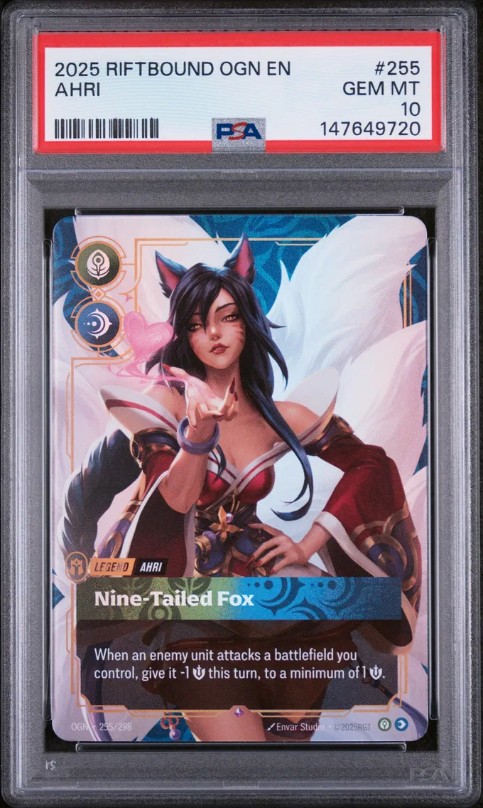 2025 #255 Ahri - Nine-Tailed Fox PSA 10 Riftbound: League of Legends Ogn-Origins