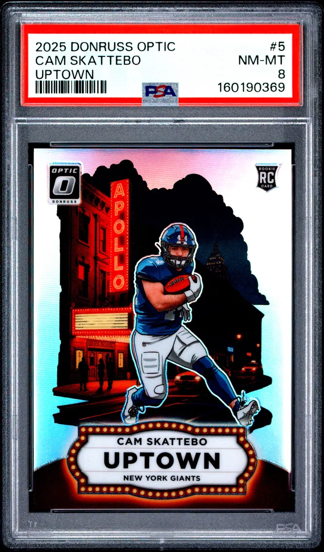 2025 #5 Cam Skattebo PSA 8 Panini Donruss Optic Uptown
