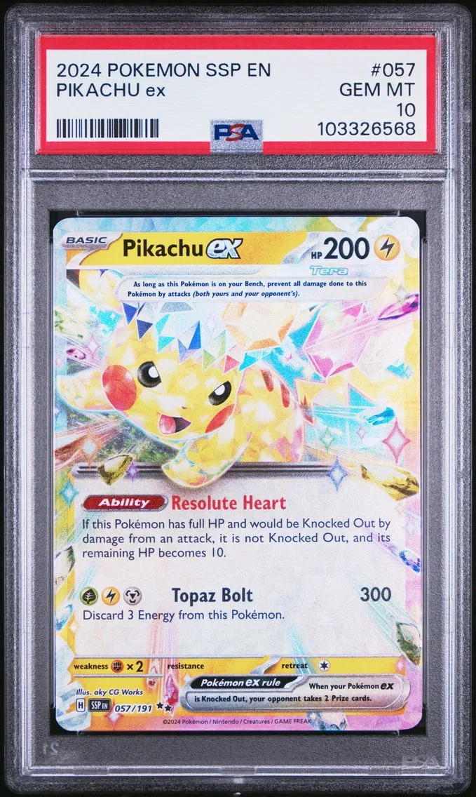 2024 #057 PIKACHU EX PSA 10 POKEMON SSP EN-SURGING SPARKS