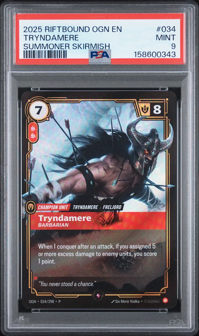 2025 #034 Tryndamere - Barbarian PSA 9 Riftbound: League of Legends Ogn-Origins