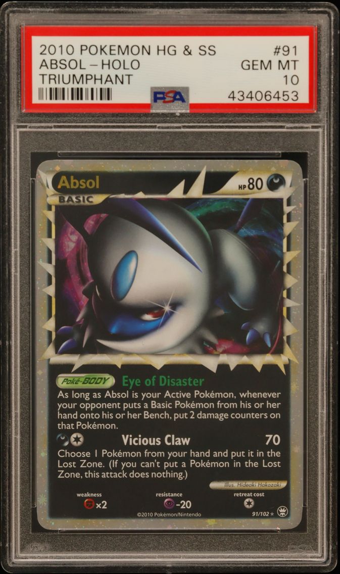 2010 #91 Absol-Holo PSA 10 Heart