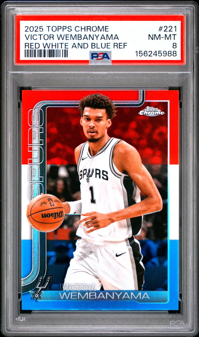 2025 #221 VICTOR WEMBANYAMA PSA 8 Topps Chrome