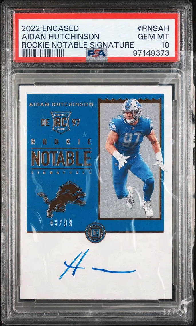 2022 #RNSAH Aidan Hutchinson PSA 10 Panini Encased Rookie Notable Signatures