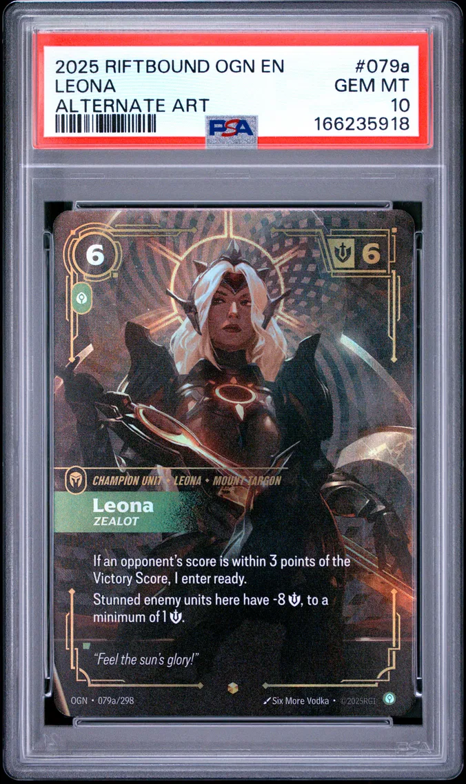 2025 #079a Leona - Zealot PSA 10 Riftbound: League of Legends Ogn-Origins