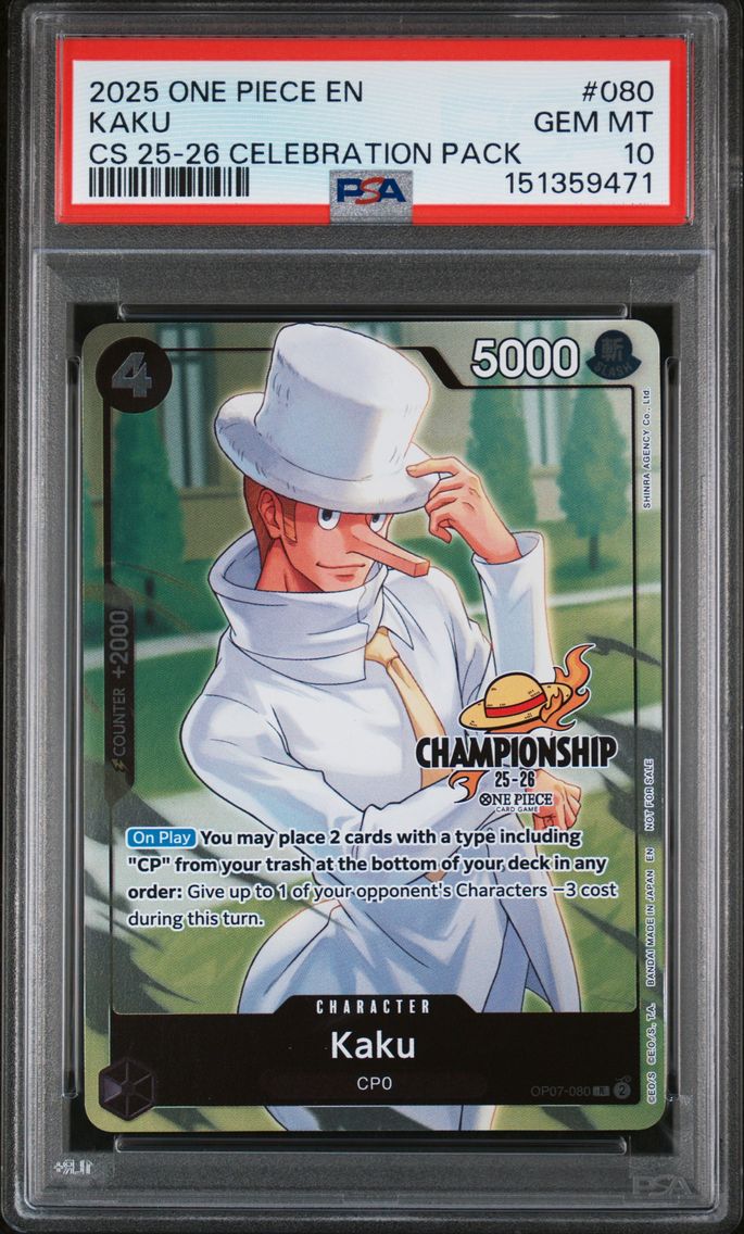 2025 #080 Kaku PSA 10 One Piece Championship 2025-26 Celebration Pack
