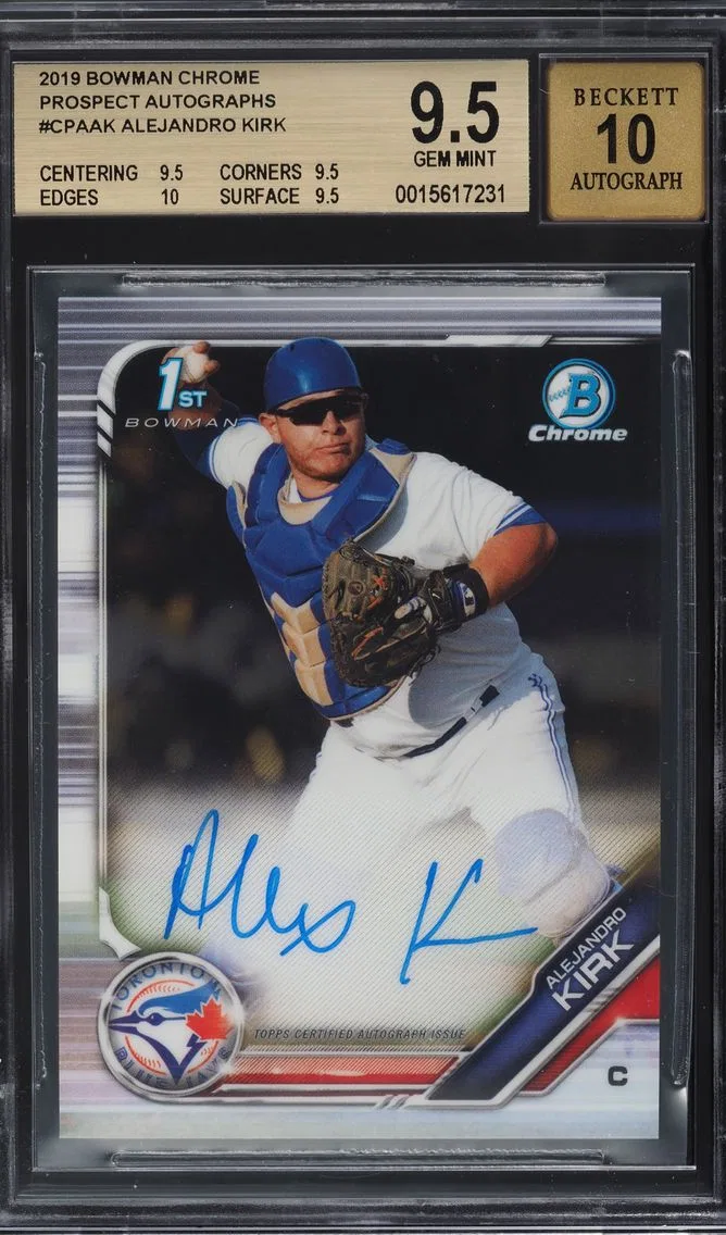 2019 BOWMAN CHROME PROSPECT ALEJANDRO KIRK ROOKIE AUTO BGS 9.5 GEM MINT