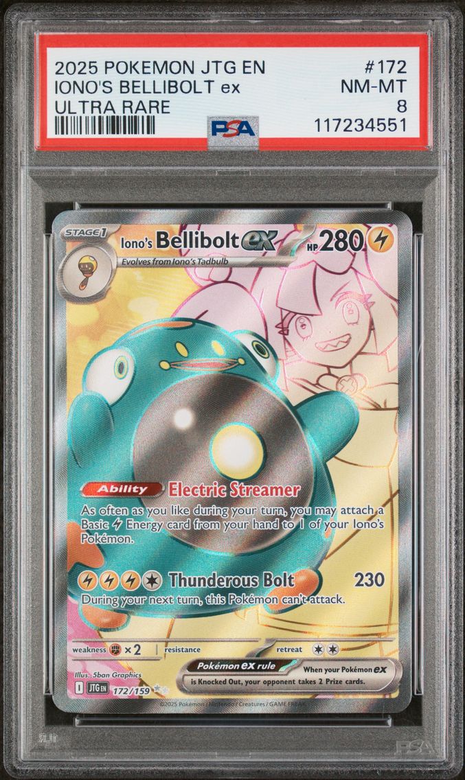 2025 #172 Iono's Bellibolt EX PSA 8 Jtg EN-Journey Together