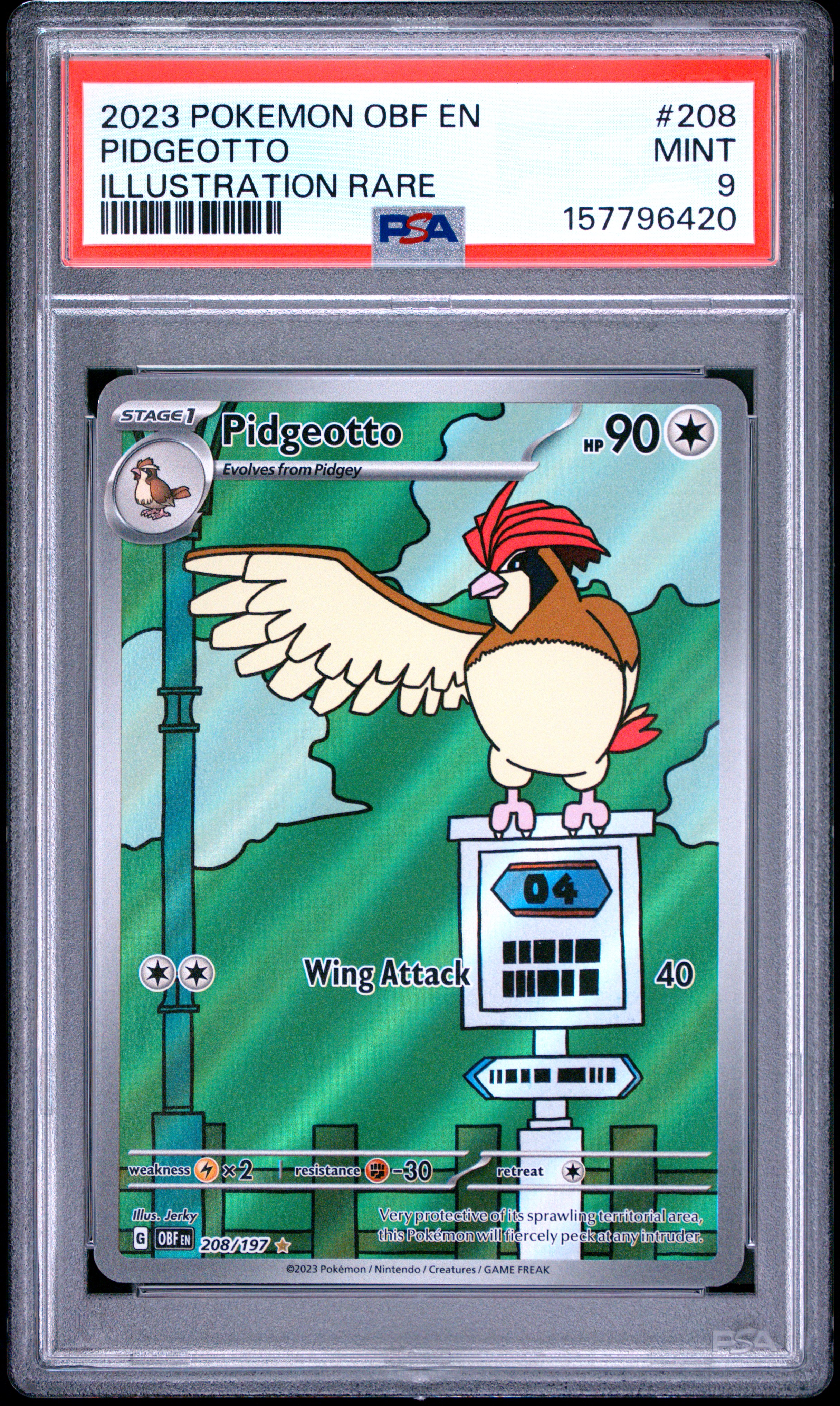 2023 #208 Pidgeotto PSA 9 Obf En-Obsidian Flames