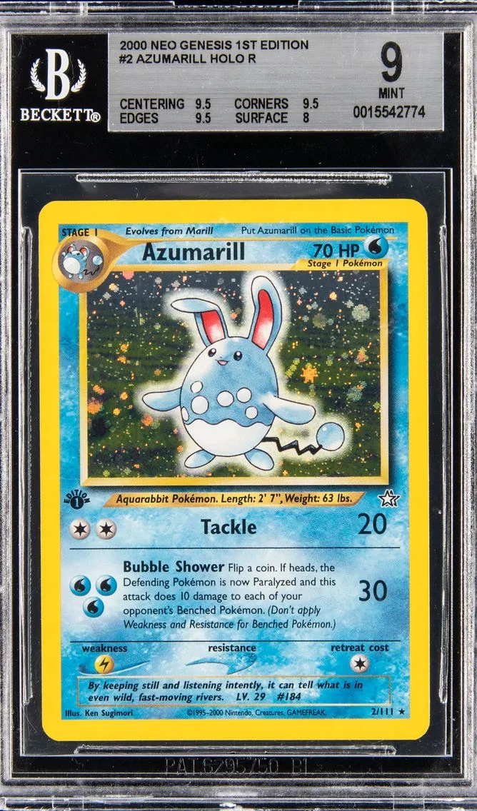 2000 #2 AZUMARILL BGS 9 POKEMON NEO GENESIS 1ST EDITION | HOLO R