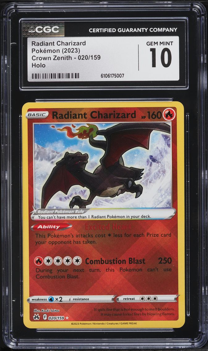 2023 #020 Radiant Charizard CGC 10 Sword and Shield Crown Zenith Pokemon