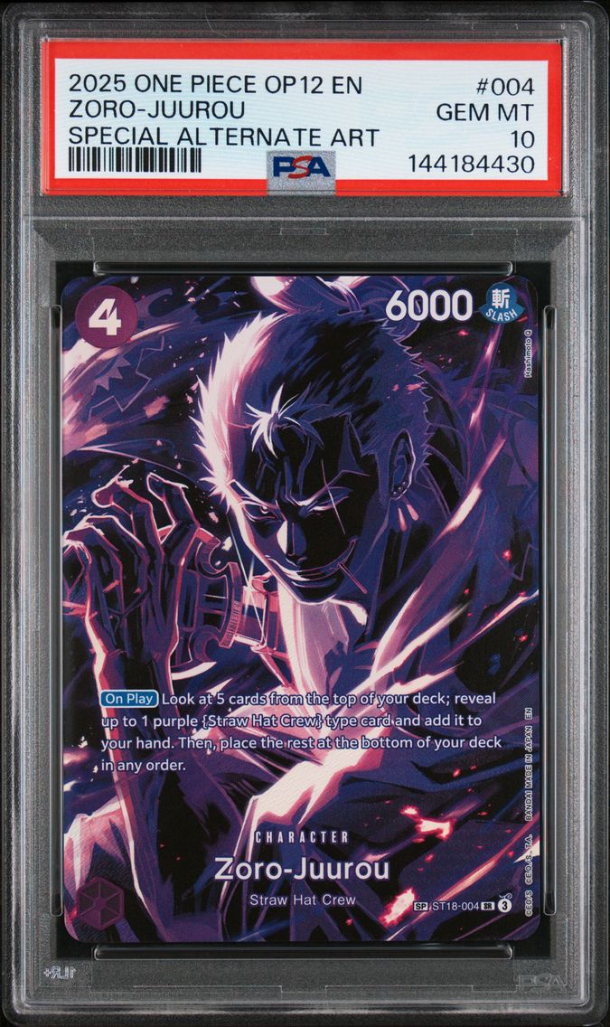 2025 #004 Zoro-Juurou PSA 10 One Piece OP12-Legacy of the Master