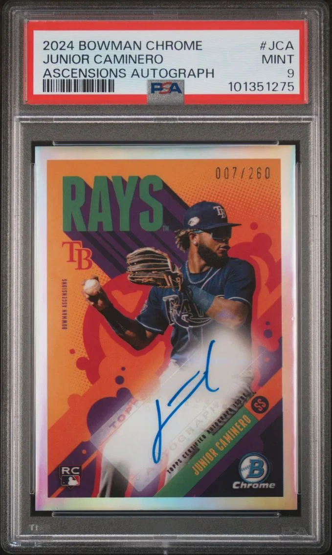 2024 #JCA Junior Caminero PSA 9 Bowman Chrome Bowman Ascensions Autographs