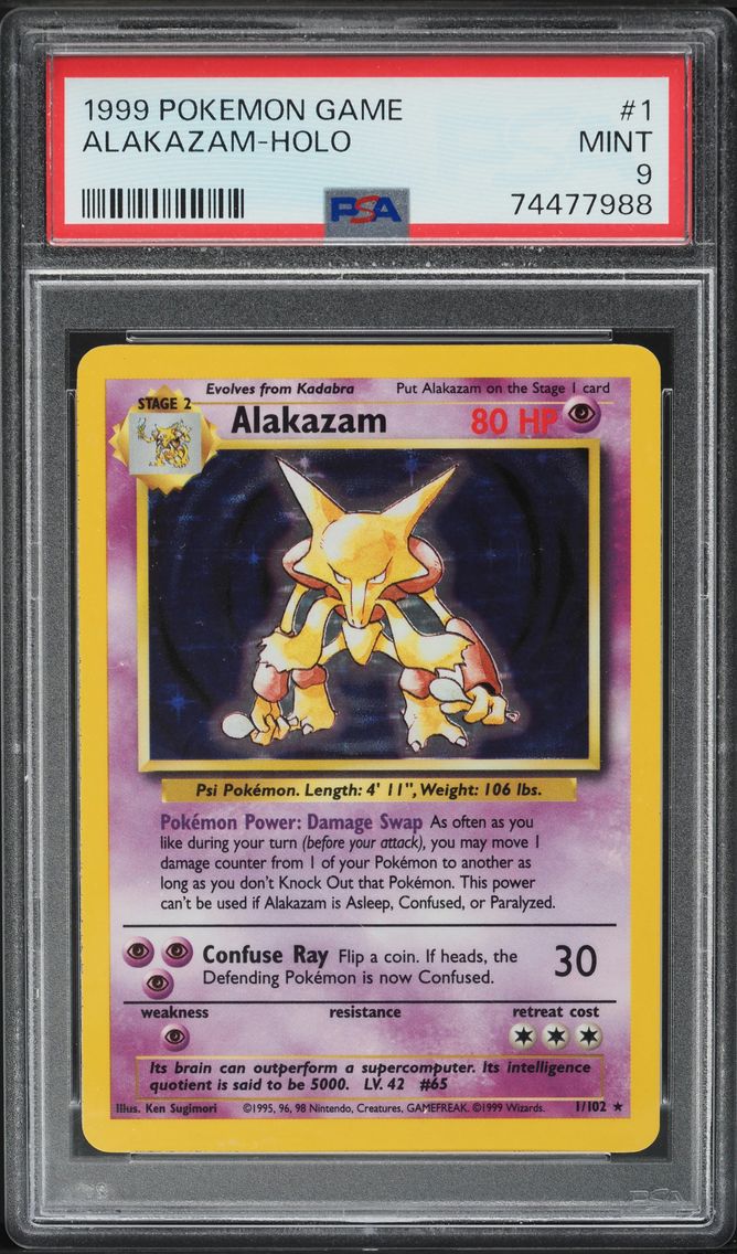 1999 #1 BASE SET HOLO ALAKAZAM PSA 9 POKEMON