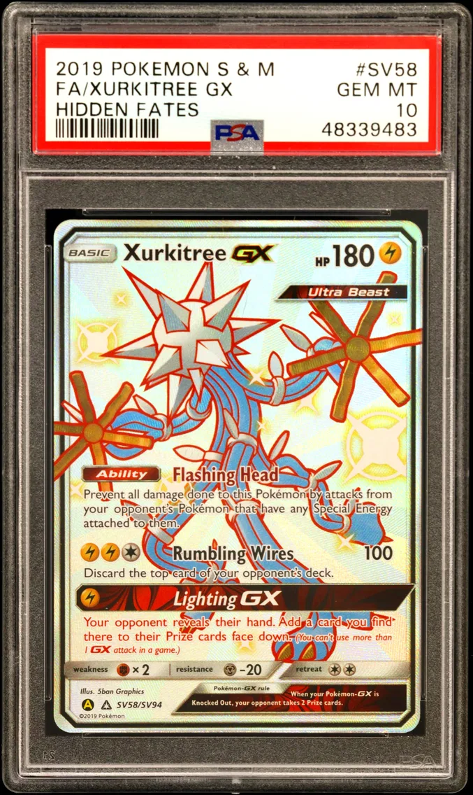 2019 #SV58 Full Art/Xurkitree GX PSA 10 Sun & Moon Hidden Fates