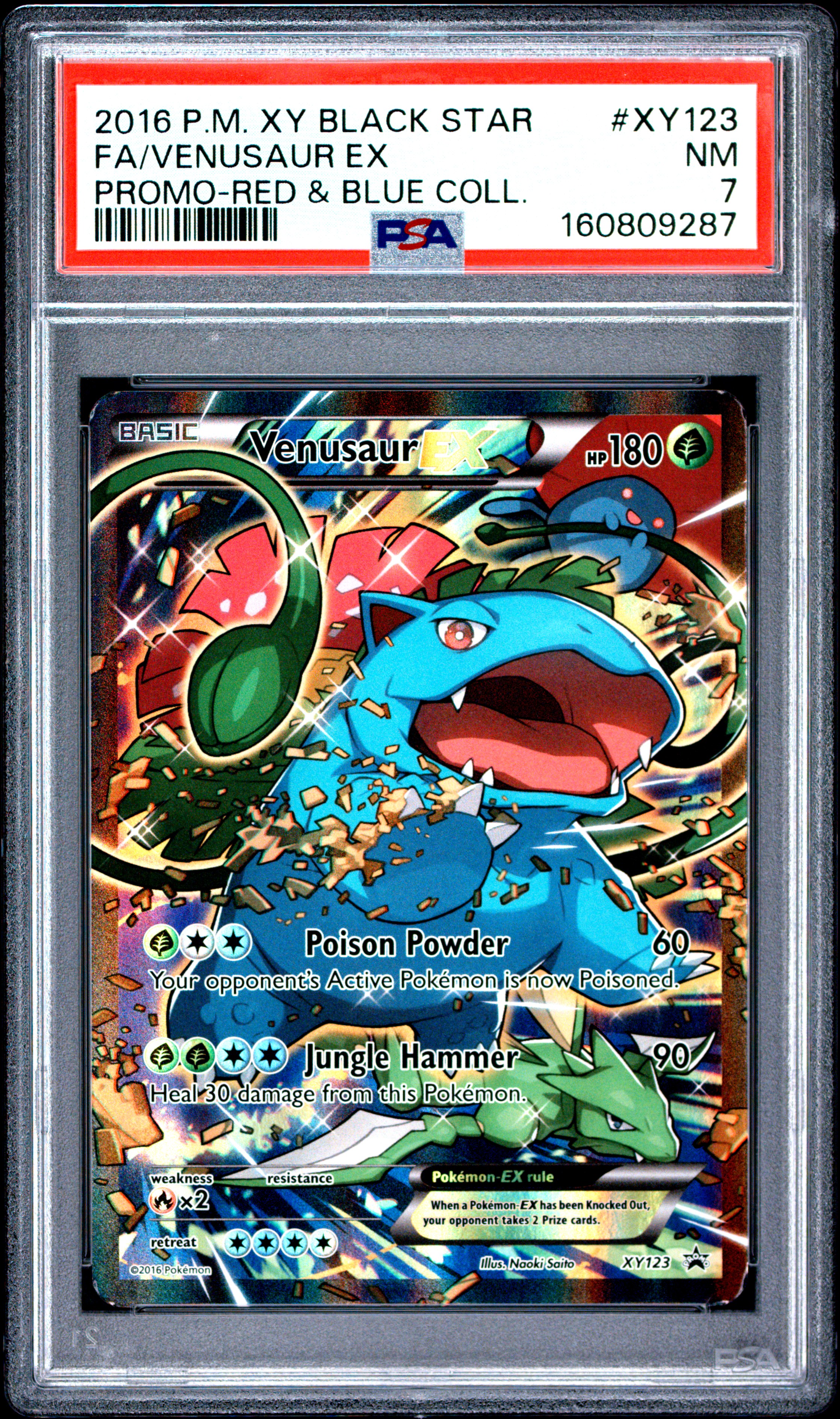 2016 #Xy123 Full Art/Venusaur Ex PSA 7 Xy Black Star Promo