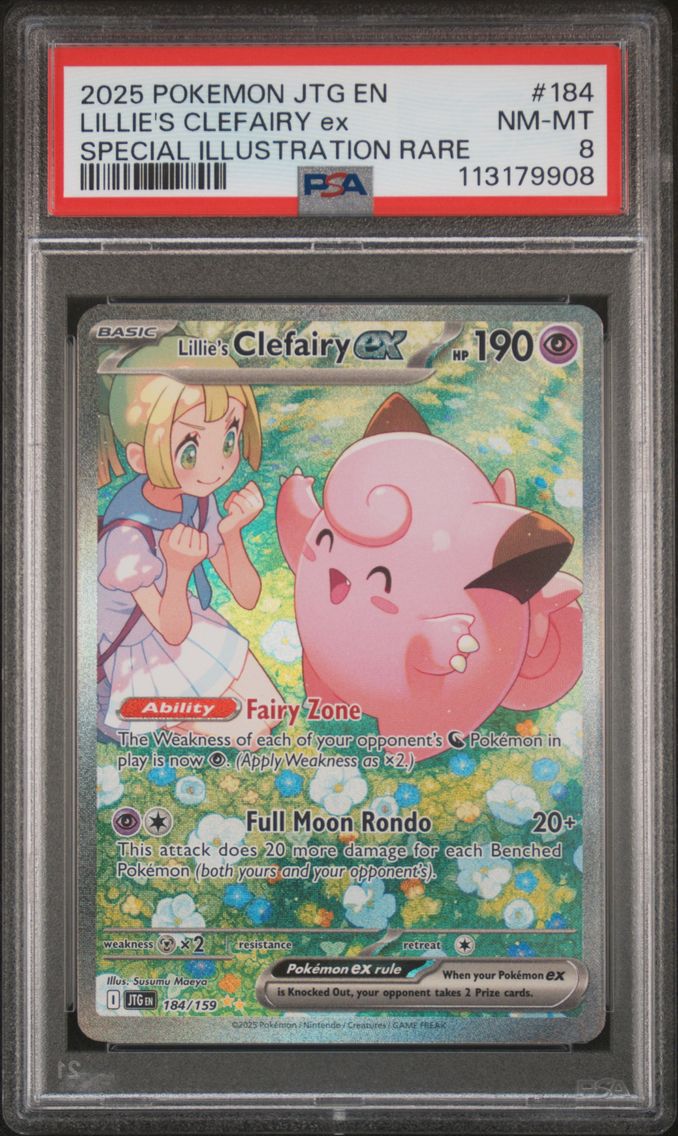 2025 #184 LILLIE'S CLEFAIRY EX 2025 PSA 8 JTG EN-JOURNEY TOGETHER POKEMON