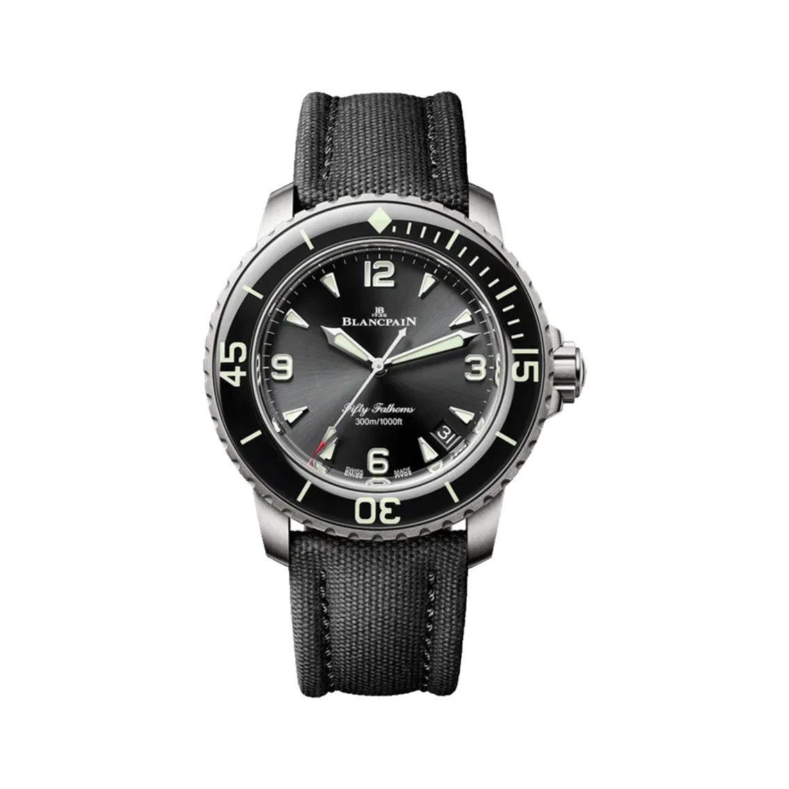 Blancpain Fifty Fathoms Automatique Titanium 42.3mm - Black on Sail-canvas Strap