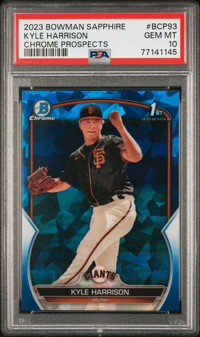 2023 #BCP93 Kyle Harrison PSA 10 Base Bowman Sapphire Edition Chrome Prospects Baseball
