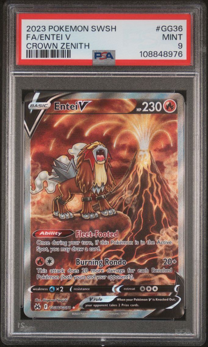 2023 #GG36 Full Art/Entei V PSA 9 Sword and Shield Crown Zenith